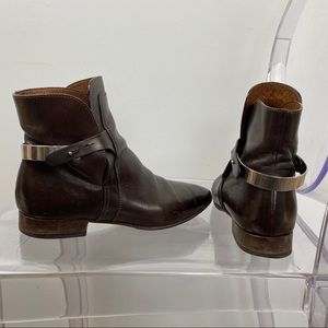 Chloe Leather Tuscan Ankle Boots Brown Size 36.5